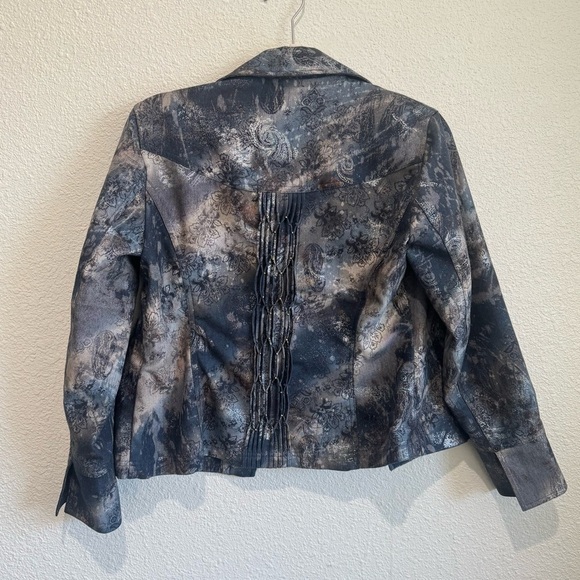 Coldwater Creek Womens Size 8P Dark Floral Whimsigoth Beaded Blazer Jacket Y2K - Picture 10 of 11